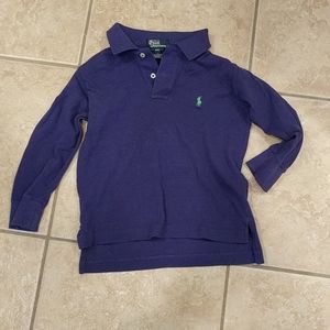Boys toddler long sleeve purple Polo shirt w/green